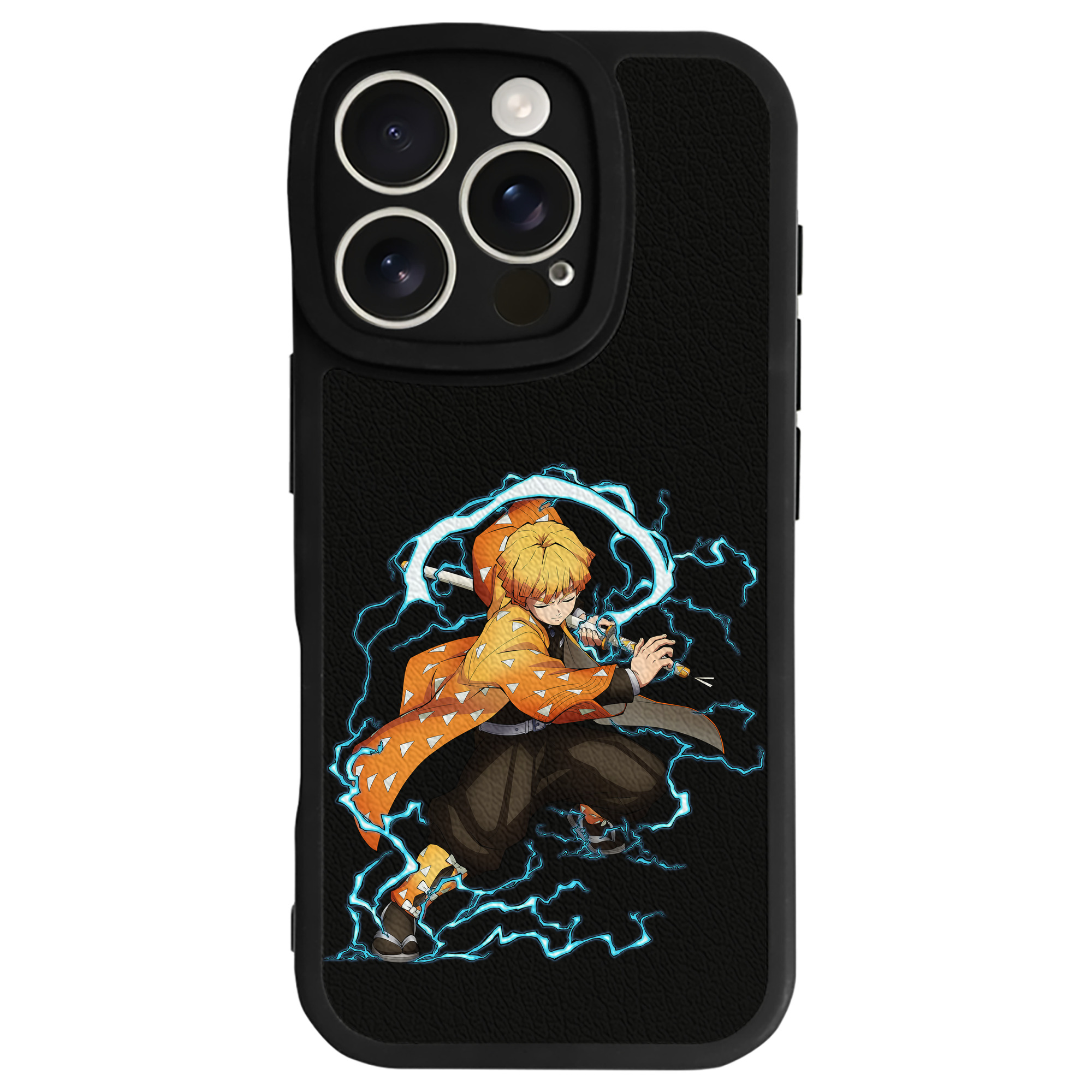 （画像用） 鬼滅の刃（きめつのやいば）我妻 善逸／あがつま ぜんいつ Agatsuma Zenitsu 【iPhone 16シリーズ対応】シリコンスマホケース（レザー調） 材質：シリコン